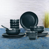 Kuber Industries 14 Pcs Ceramic Dinner Set | Dishwasher & Microwave Safe | Crockery Set for Dining & Gifting | 6 Pcs Dinner Plates & 2 Pcs Serving Bowl & 6 Pcs Bowl | Green